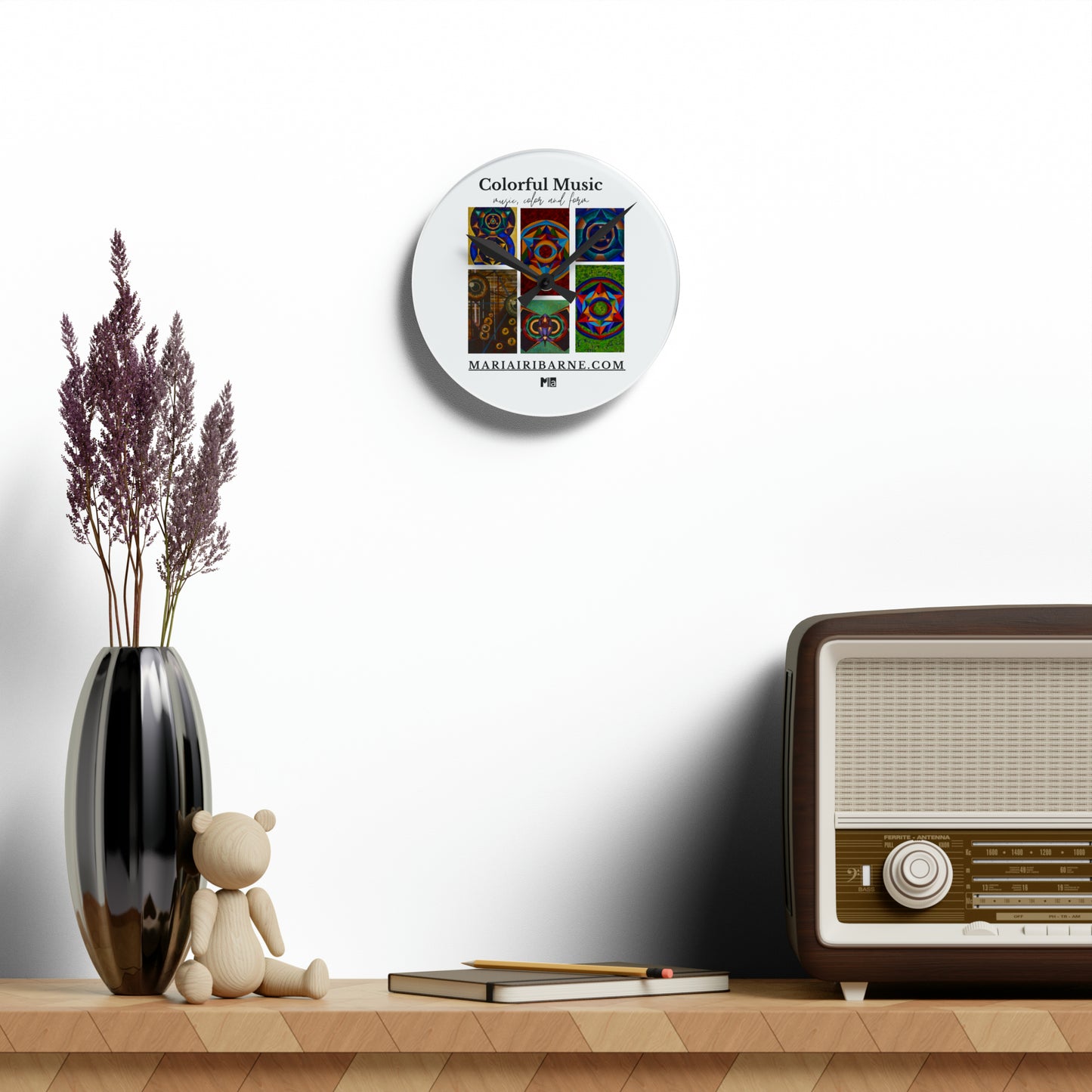 Acrylic Wall Clock: Colorful music