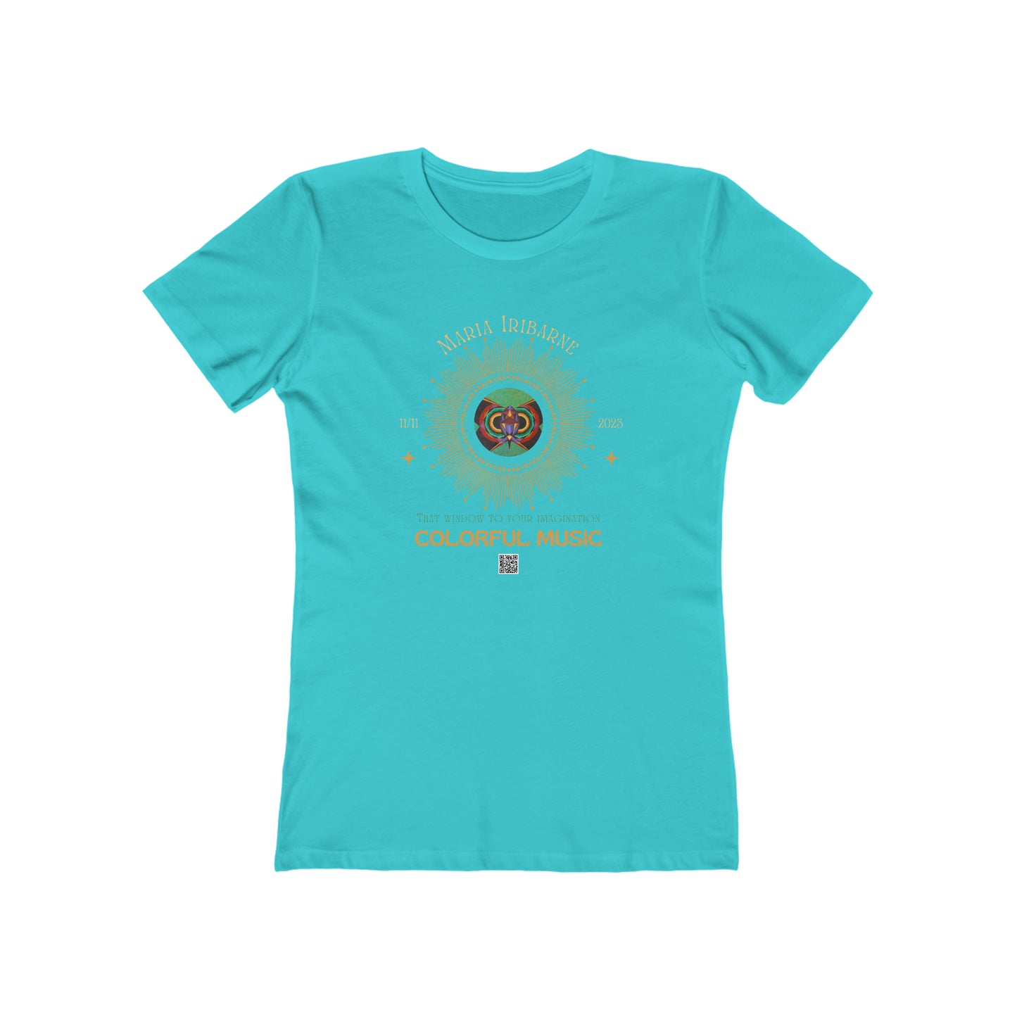 Women's The Boyfriend Tee colorful music: "Butterfly Nahual" in D Major