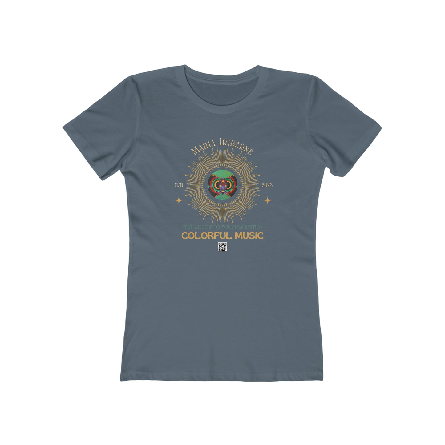 Women's The Boyfriend Tee colorful music: "Butterfly Nahual" in D Major