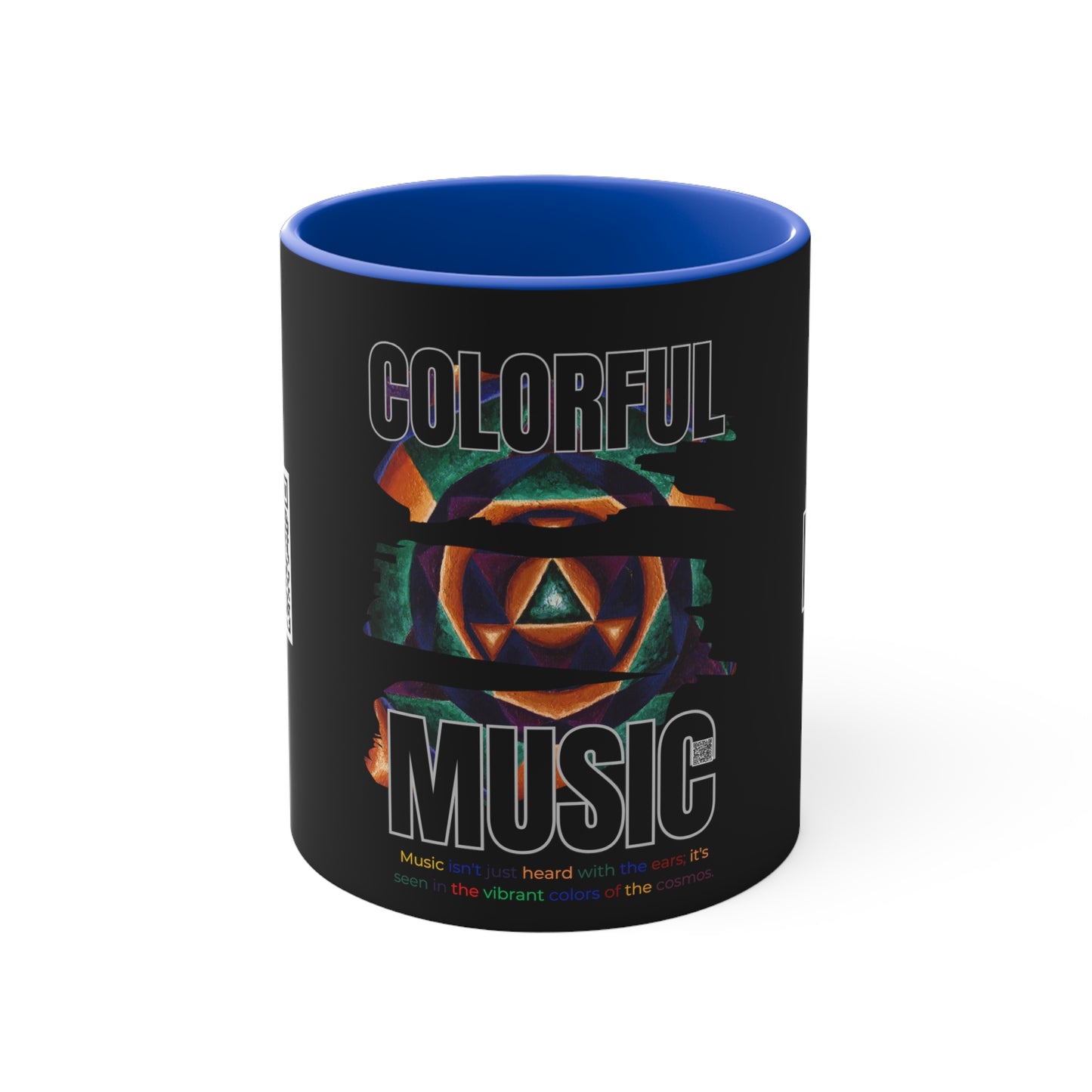 11oz Accent Mug Colorful music: E represented in yellow with a dominant fifth