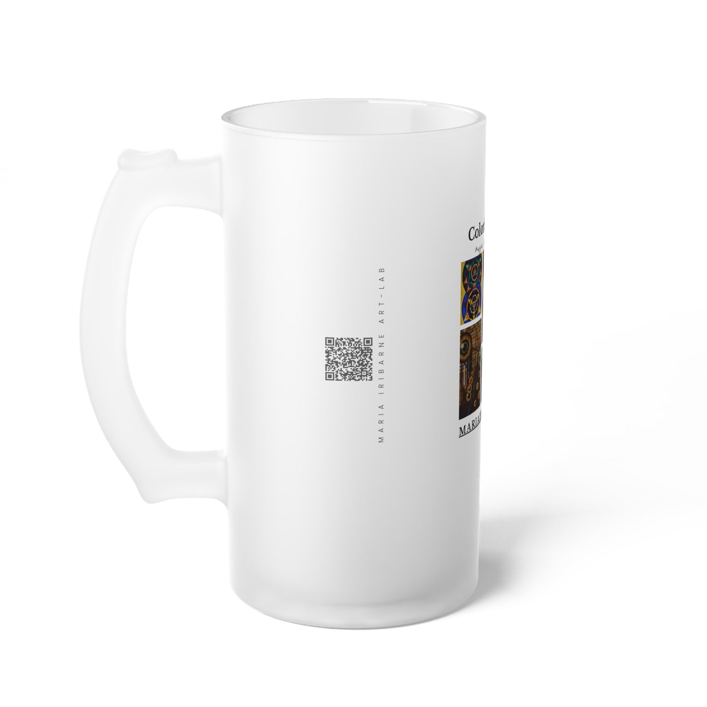 Frosted Glass Beer Mug: colorful music