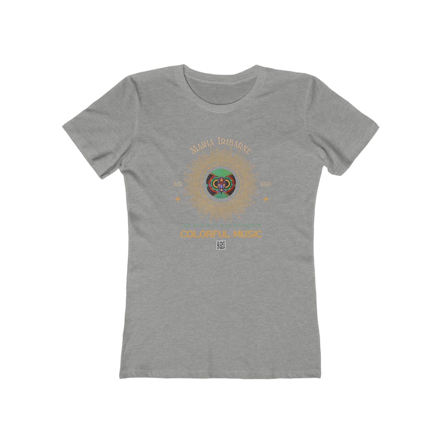 Women's The Boyfriend Tee colorful music: "Butterfly Nahual" in D Major