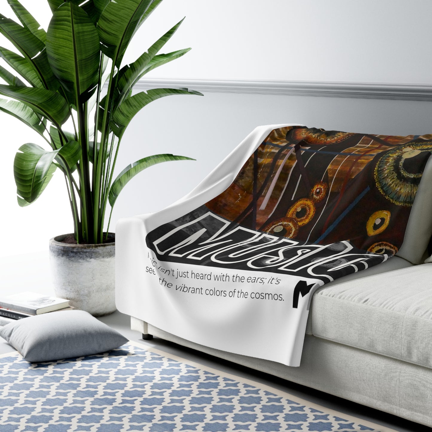 Sherpa Fleece Blanket Colorful Music: Eyes