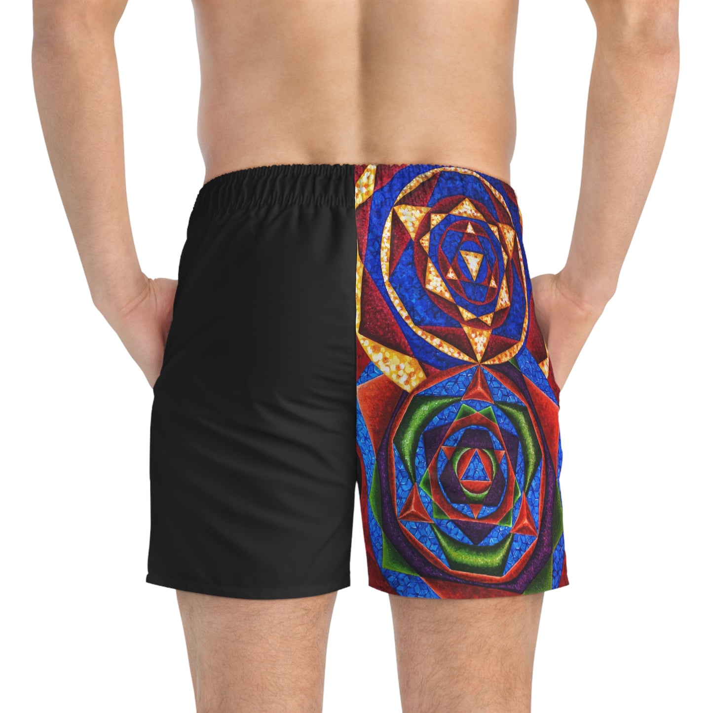 Swim Trunks (AOP) colorful music C