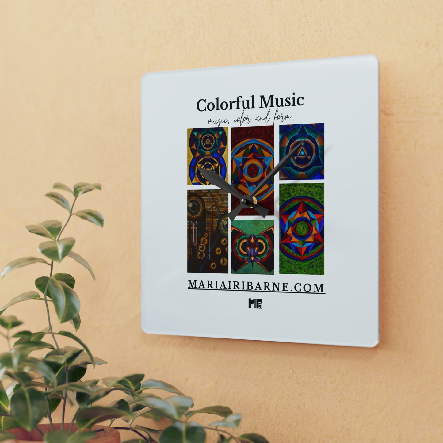 Acrylic Wall Clock: Colorful music