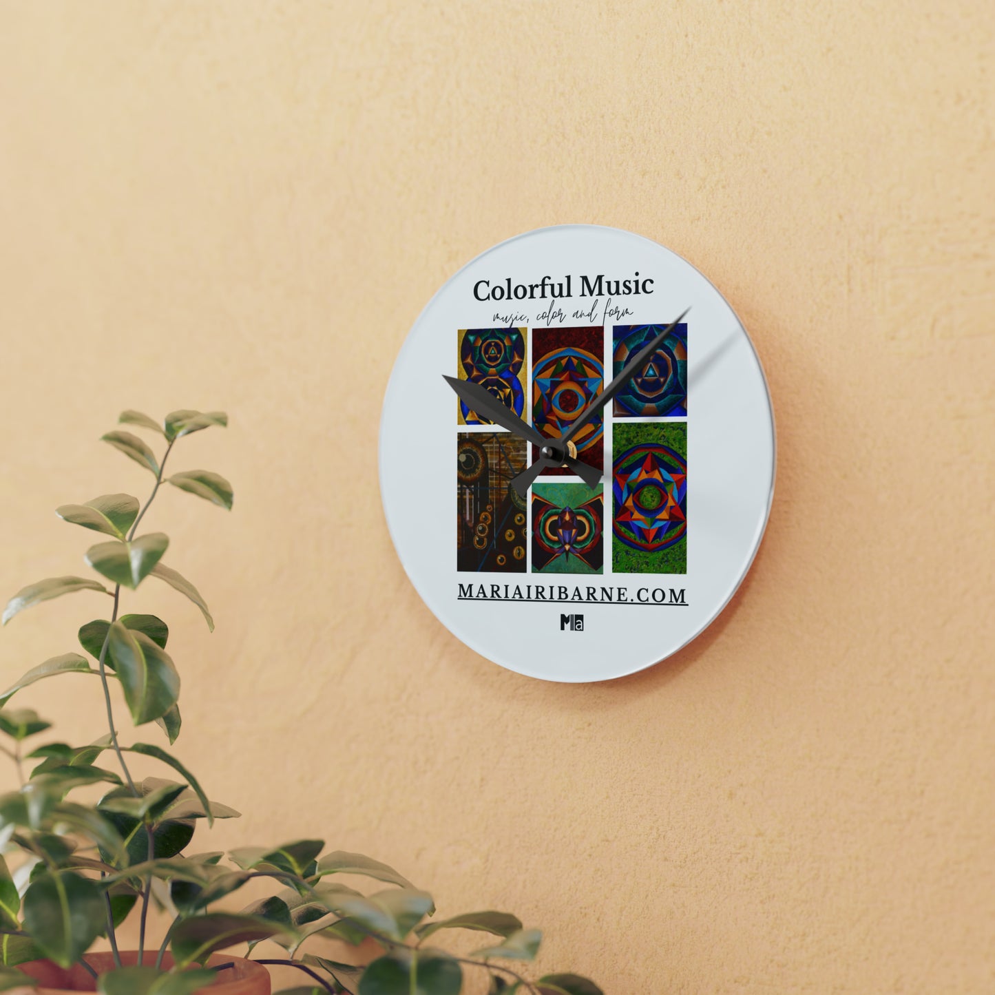 Acrylic Wall Clock: Colorful music