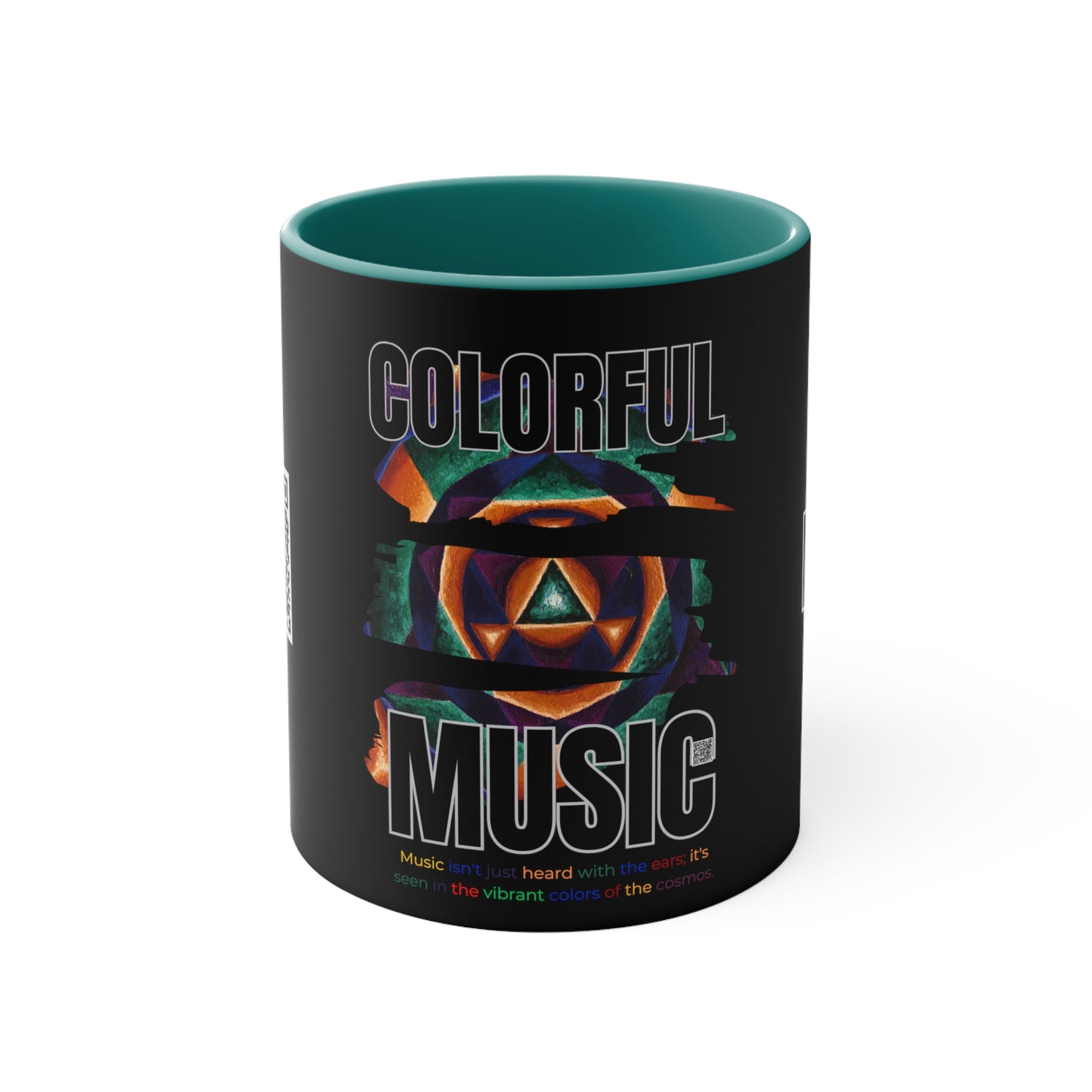 11oz Accent Mug Colorful music: E represented in yellow with a dominant fifth