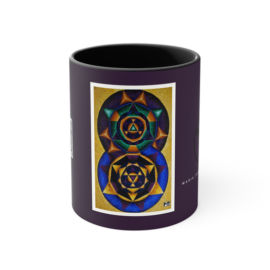 Accent Coffee Mug, 11oz Colorful Music: E represented in yellow with a dominant fifth