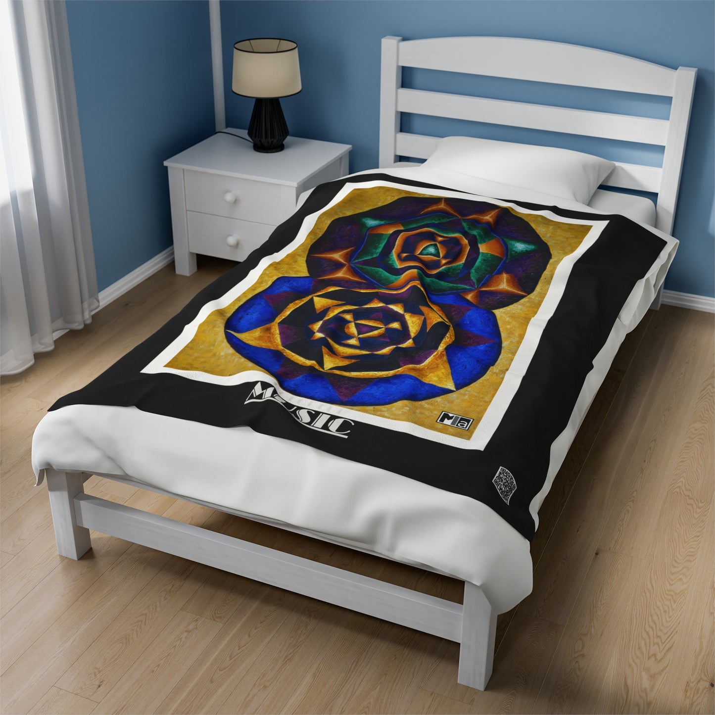 Velveteen Plush Blanket Colorful Music: E represented in yellow with a dominant fifth