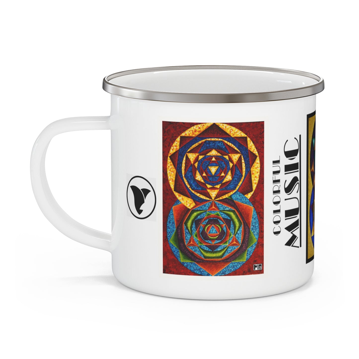 Enamel Camping Mug: "colorful music: Primary Nahuales C, E & G