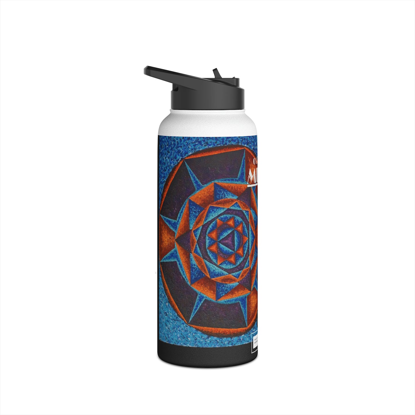 Stainless Steel Water Bottle, Standard Lid: G represented in Blue with a dominant fifth / Primary Nahuales