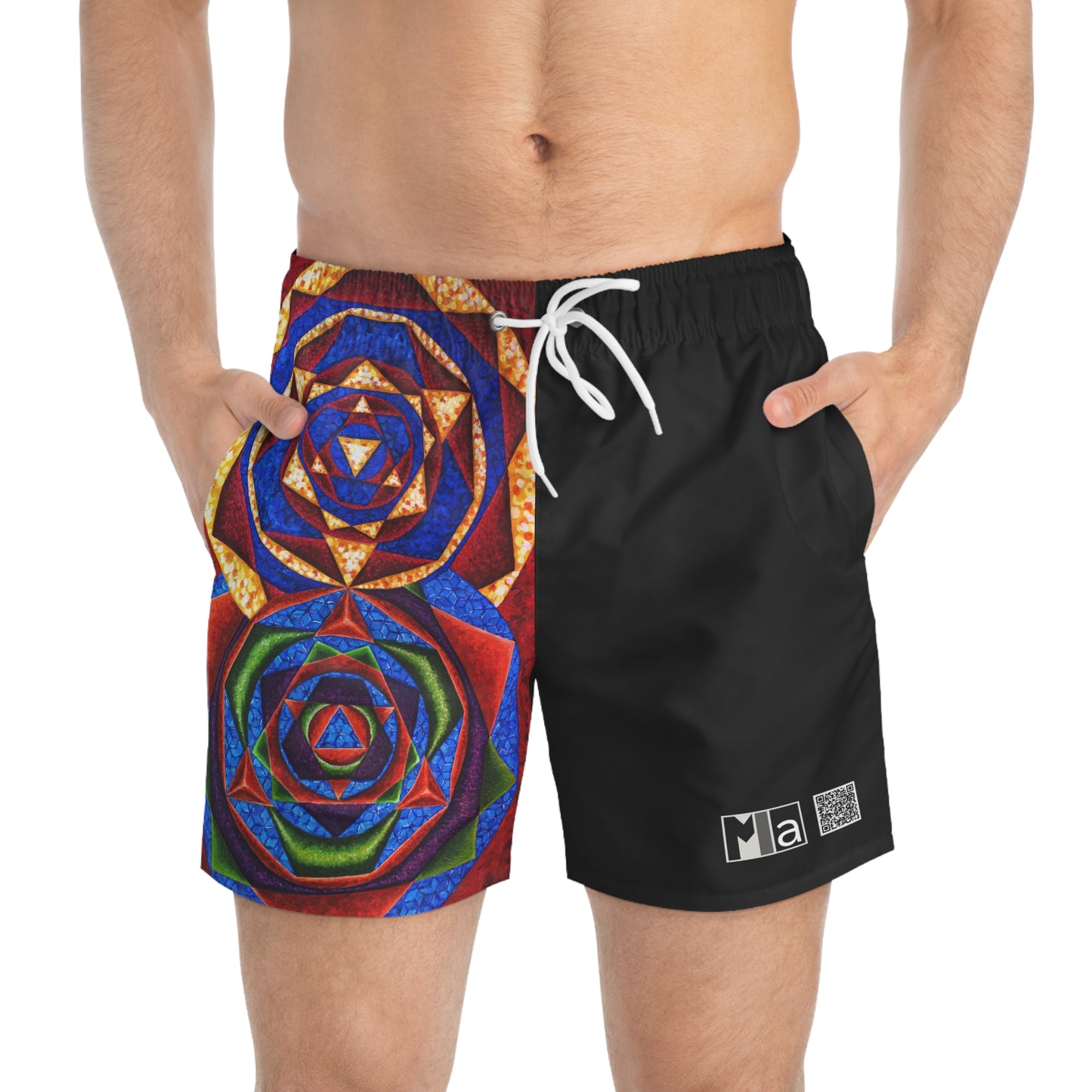 Swim Trunks (AOP) colorful music C