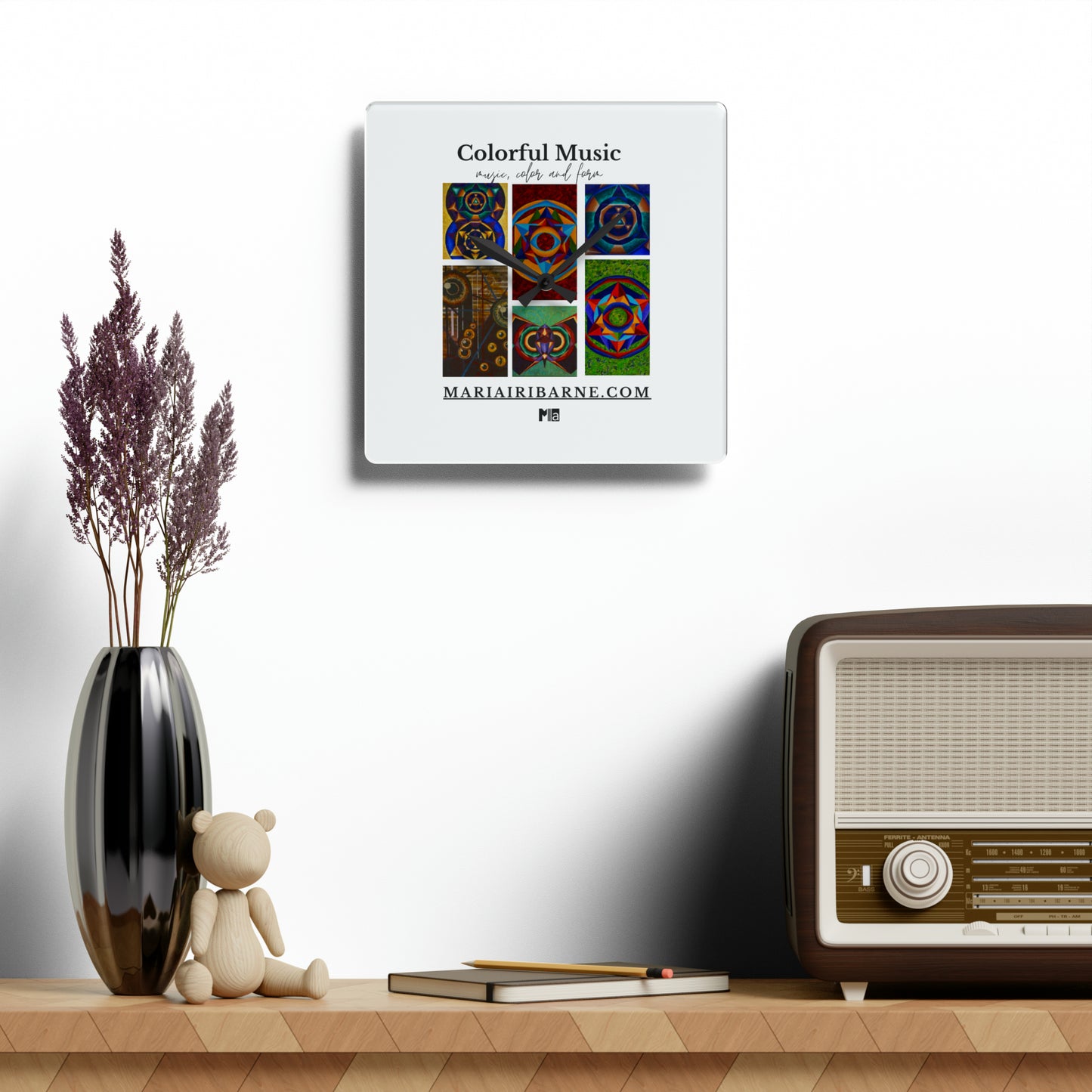 Acrylic Wall Clock: Colorful music