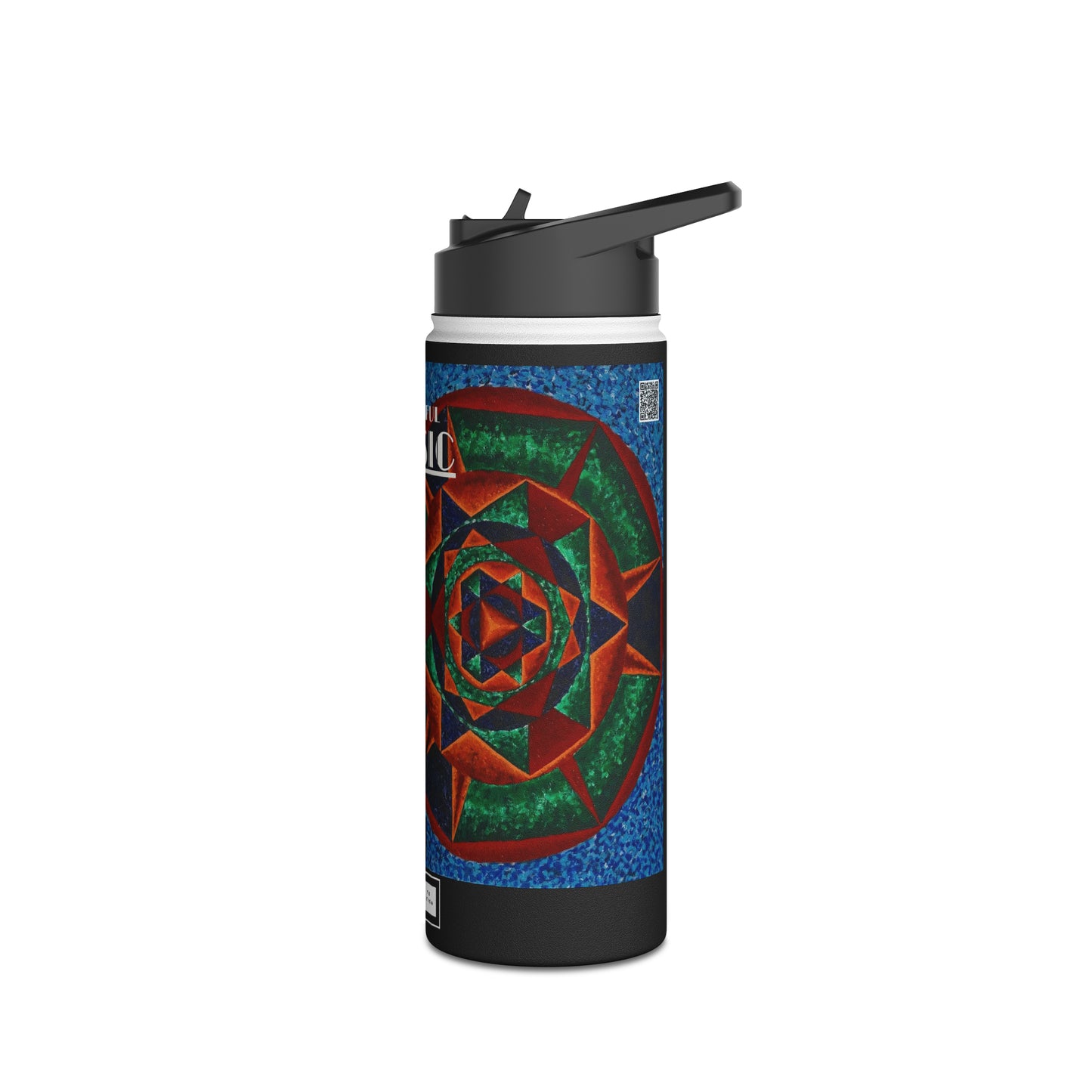 Stainless Steel Water Bottle, Standard Lid: G represented in Blue with a dominant fifth / Primary Nahuales