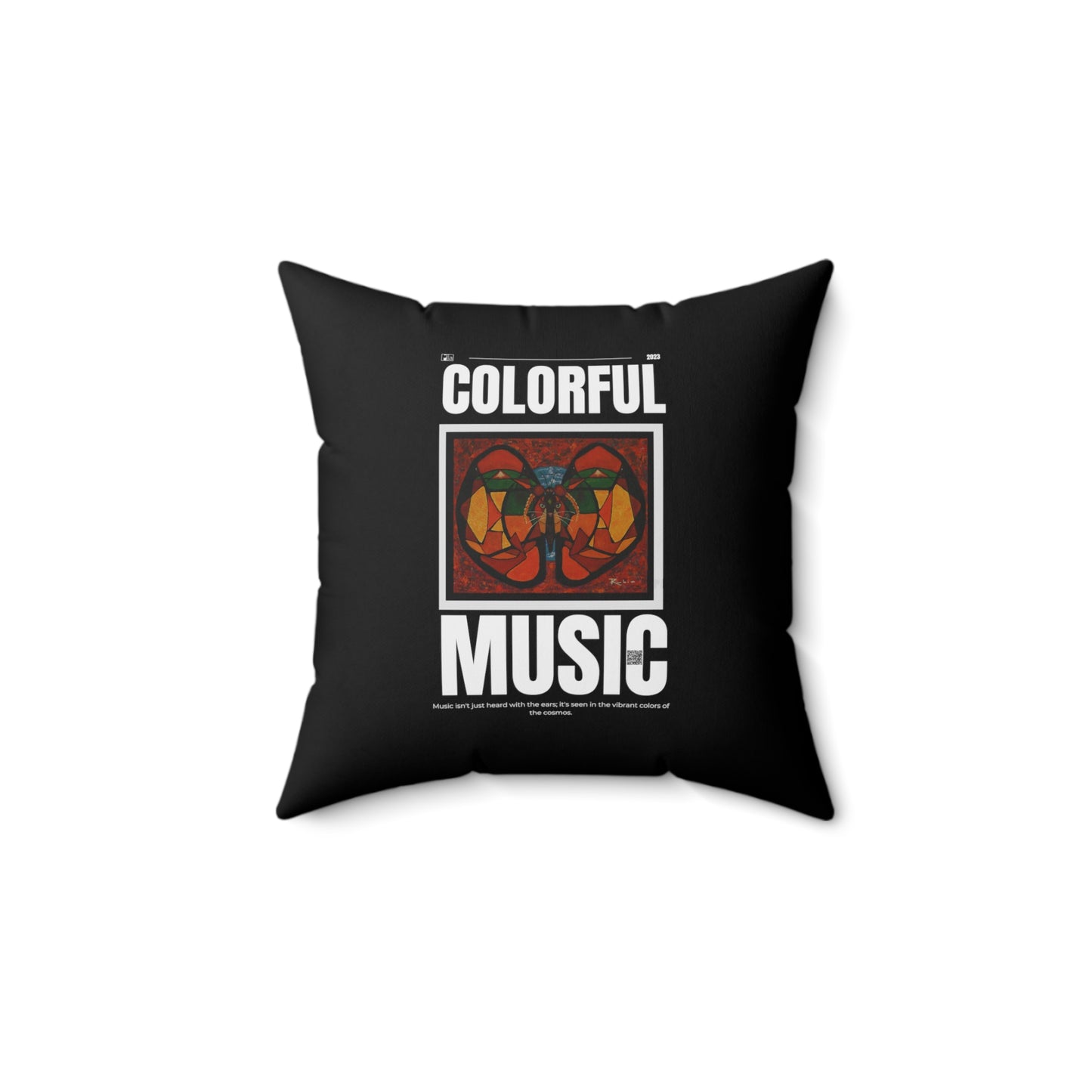 Spun Polyester Square Pillow: Colorful music: "Butterfly Nahual" in D Major