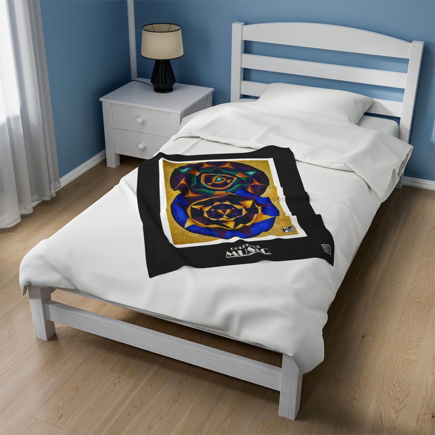 Velveteen Plush Blanket Colorful Music: E represented in yellow with a dominant fifth