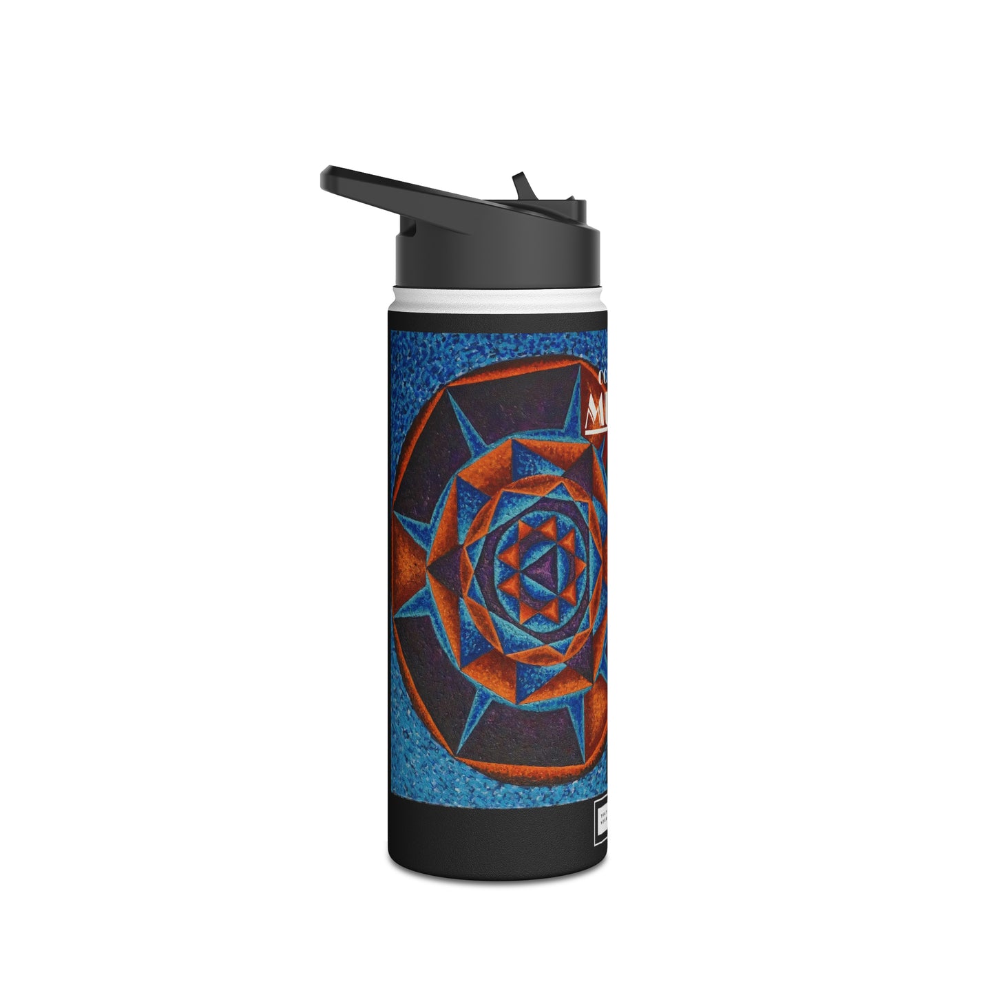 Stainless Steel Water Bottle, Standard Lid: G represented in Blue with a dominant fifth / Primary Nahuales