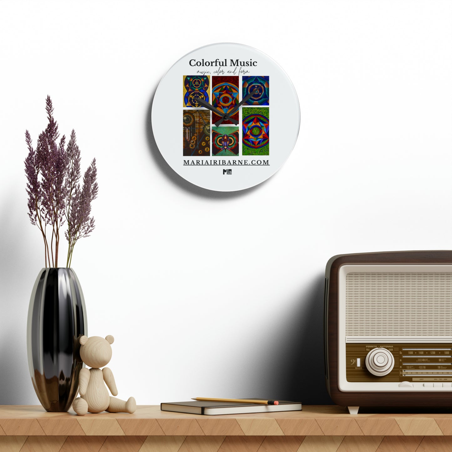 Acrylic Wall Clock: Colorful music