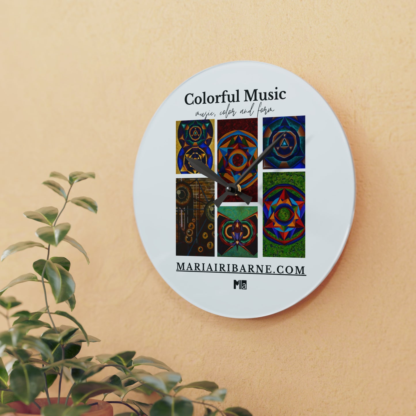 Acrylic Wall Clock: Colorful music