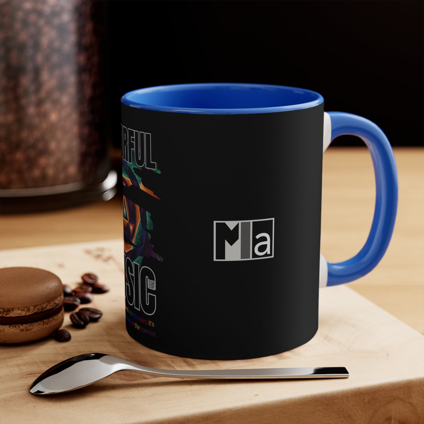 11oz Accent Mug Colorful music: E represented in yellow with a dominant fifth