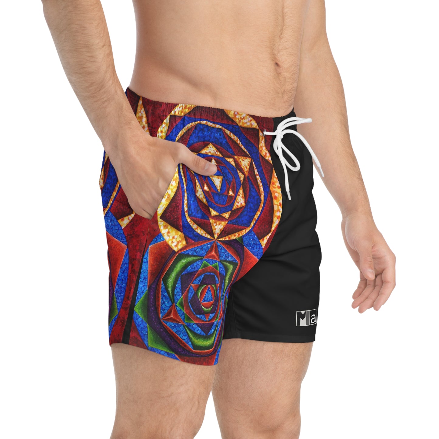 Swim Trunks (AOP) colorful music C