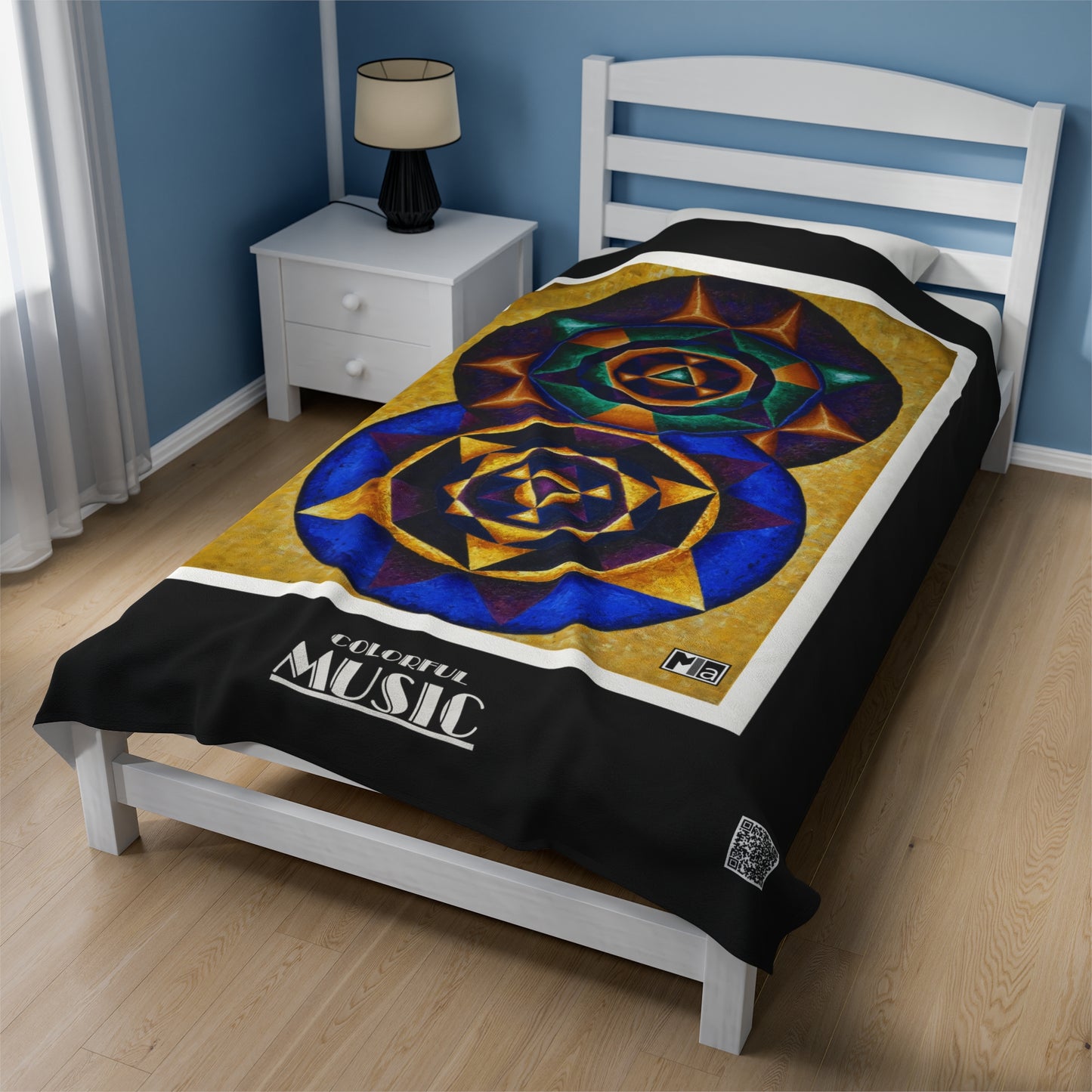 Velveteen Plush Blanket Colorful Music: E represented in yellow with a dominant fifth