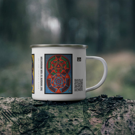 Enamel Camping Mug: "colorful music: Primary Nahuales C, E & G